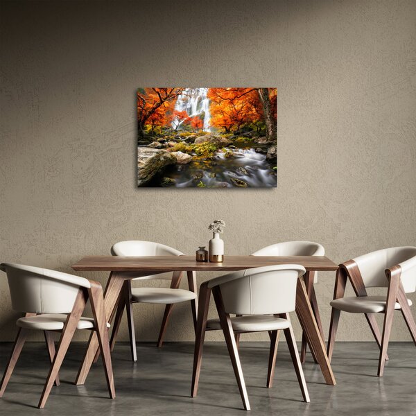 Kép - Vízesések őszi tájban, narancssárga (70x50 cm)