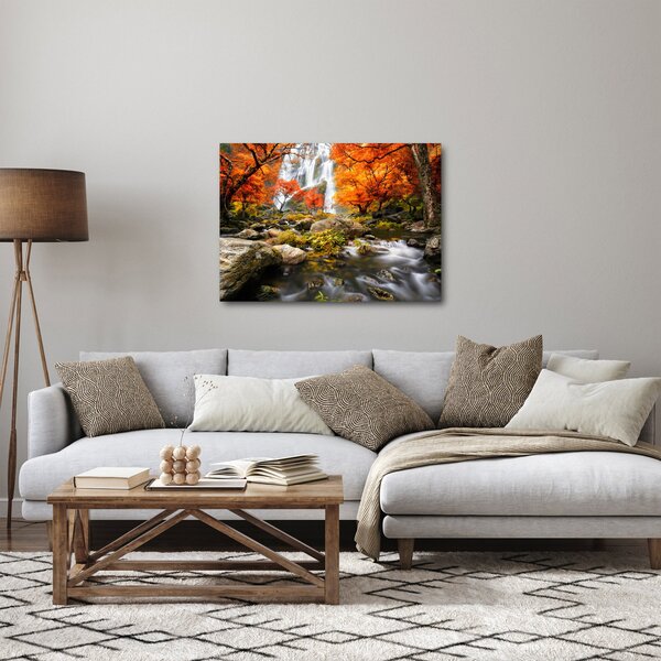 Kép - Vízesések őszi tájban, narancssárga (70x50 cm)