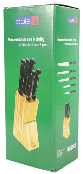 SOLA KNIFE késkészlet fa blokkban, 6 db
