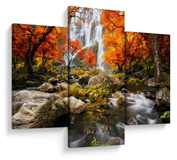 Kép - Vízesések őszi tájban, narancssárga (90x60 cm)