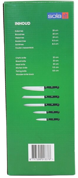 SOLA KNIFE késkészlet fa blokkban, 6 db
