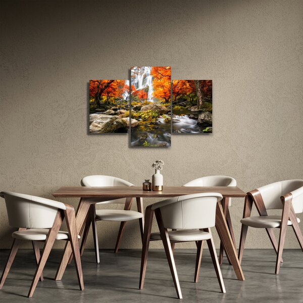 Kép - Vízesések őszi tájban, narancssárga (90x60 cm)