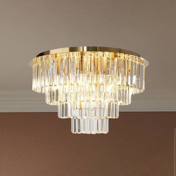 Milagro Lighting Milano mennyezeti világítás, Ø 60 cm, arany/kristály, üveg, 9 x E14, Sárgaréz / arany, Nappali / Étkező, Üveg