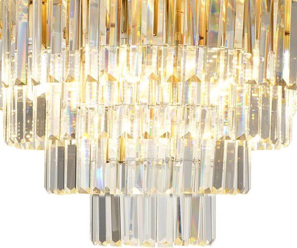 Milagro Lighting Milano mennyezeti világítás, Ø 60 cm, arany/kristály, üveg, 9 x E14, Sárgaréz / arany, Nappali / Étkező, Üveg