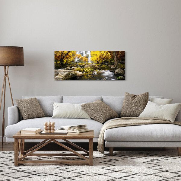 Kép - Vízesések őszi tájban, sárga (120x50 cm)