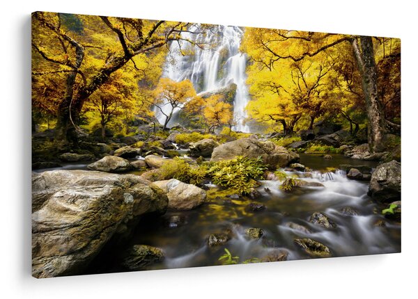 Kép - Vízesések őszi tájban, sárga (90x60 cm)