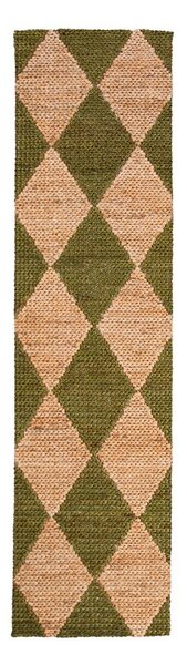 Zöld-natúr színű kézi szövésű jutakeverék futószőnyeg 60x230 cm Effie Diamond – Flair Rugs
