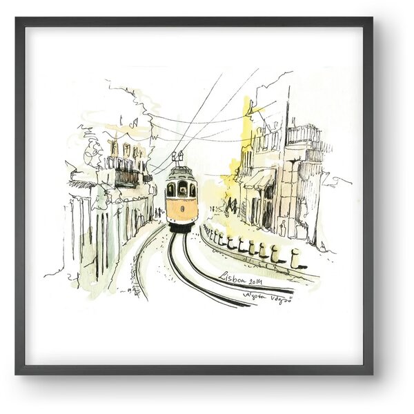 LISBON Aquarelle No.2 - falikép keretben | artbridge