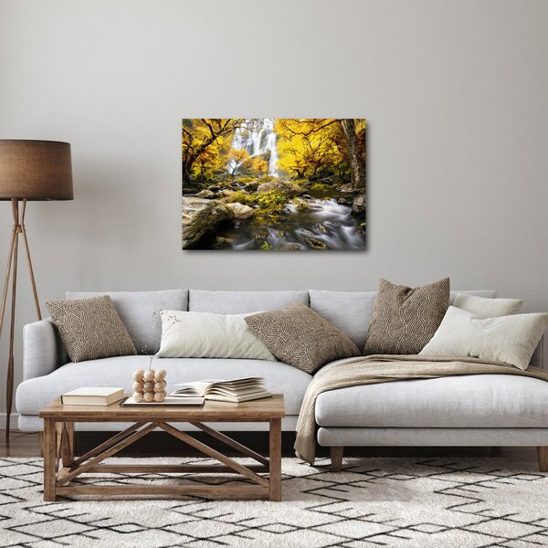 Kép - Vízesések őszi tájban, sárga (70x50 cm)