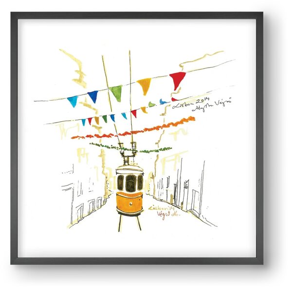 LISBON AQUARELLE NO.4 - falikép keretben | artbridge