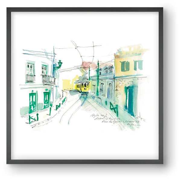 Lisbon Aquarelle No.6 - falikép keretben | artbridge