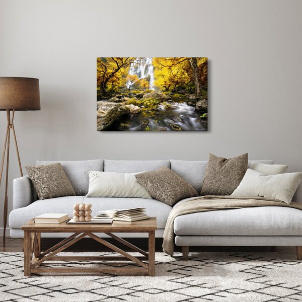 Kép - Vízesések őszi tájban, sárga (90x60 cm)