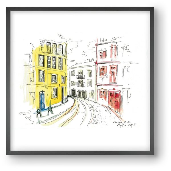 LISBON AQUARELLE NO.10 - falikép keretben | artbridge