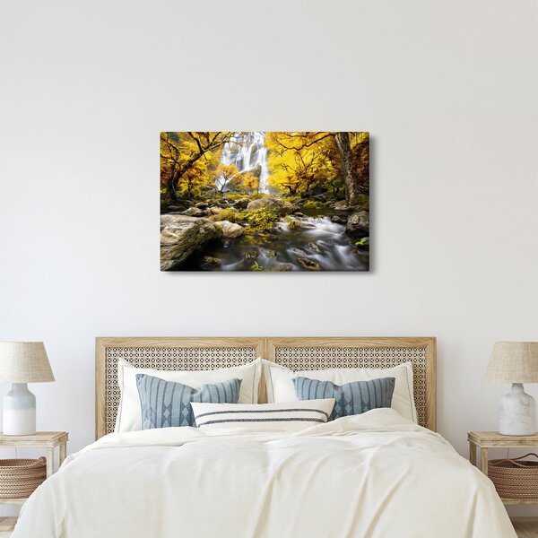 Kép - Vízesések őszi tájban, sárga (90x60 cm)