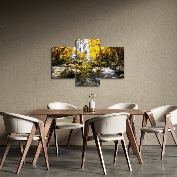 Kép - Vízesések őszi tájban, sárga (90x60 cm)