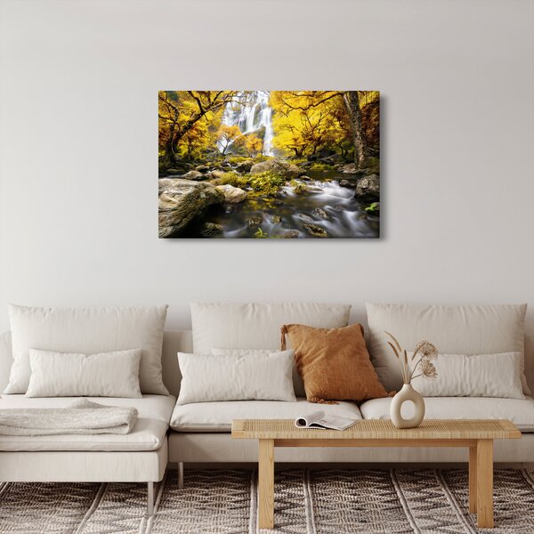 Kép - Vízesések őszi tájban, sárga (90x60 cm)