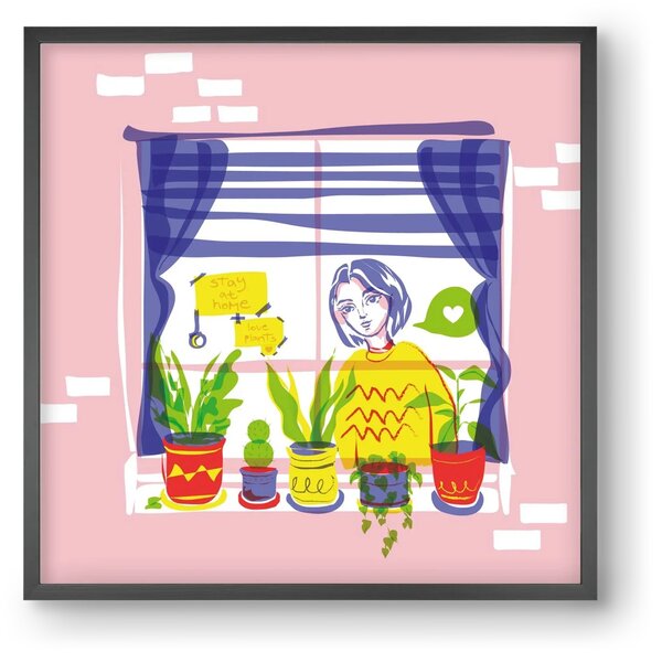 STAY AT HOME & LOVE YOUR PLANTS - falikép keretben | artbridge