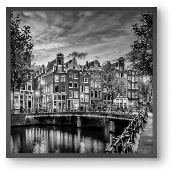 AMSTERDAM Idyllic impression from Singel | Monochrome - falikép keretben | artbridge