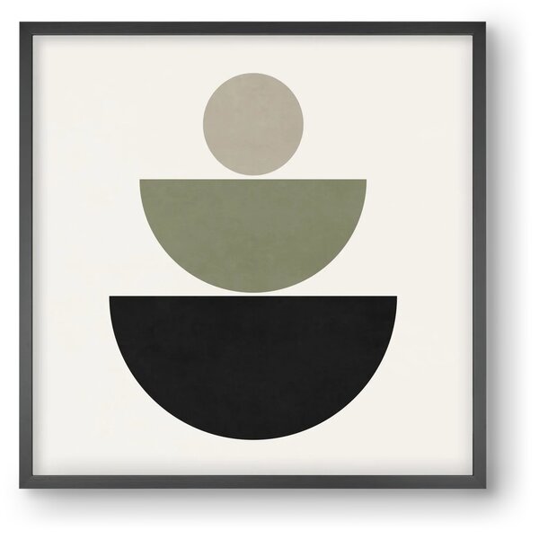 GEOMETRIC SHAPES - GREEN AND BLACK - falikép keretben | artbridge
