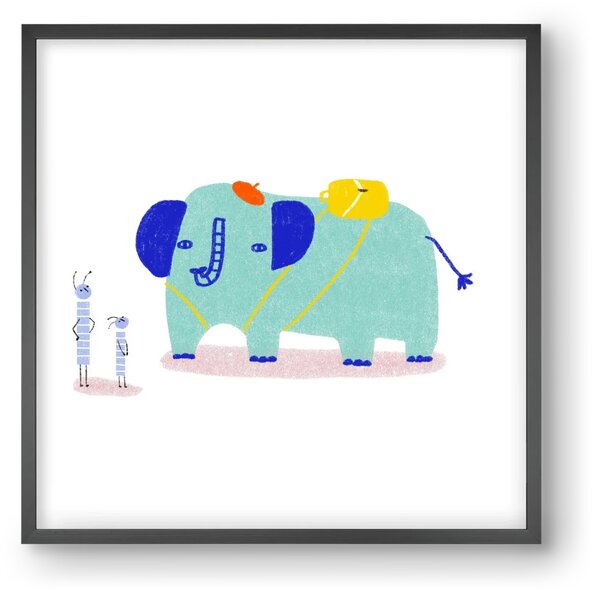 Elefánt kirándul - falikép keretben | artbridge