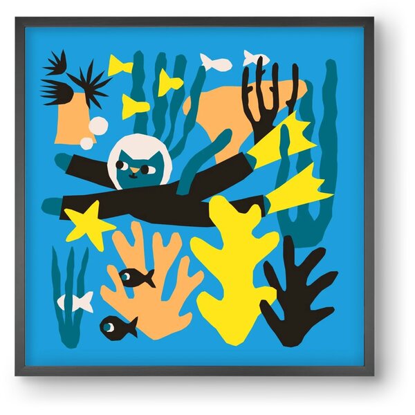 Diving Cat - falikép keretben | artbridge