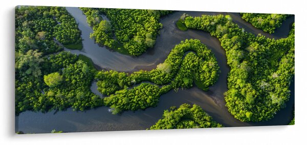 Kép - Erdei táj folyóval (120x50 cm)