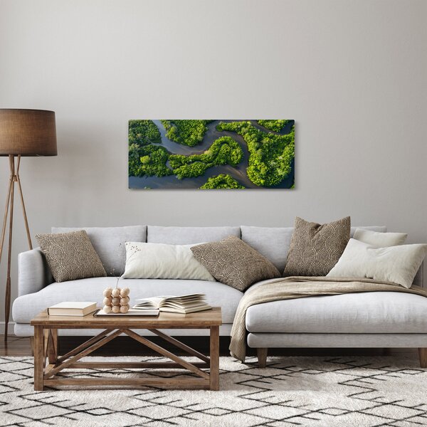 Kép - Erdei táj folyóval (120x50 cm)