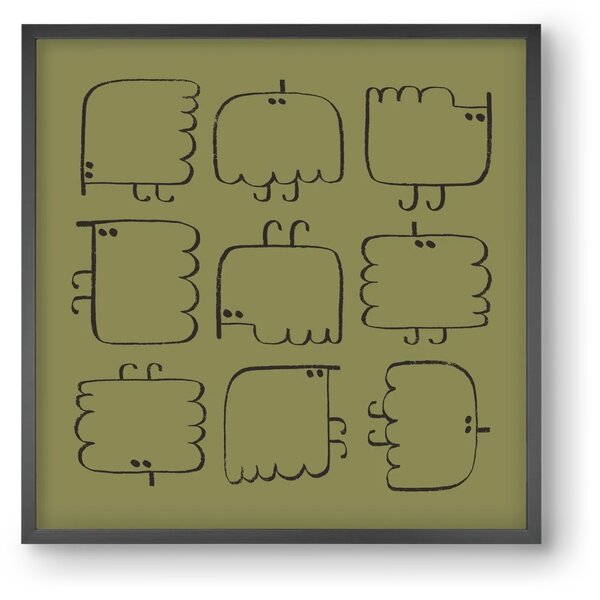 Funny Bird (dark green) - falikép keretben | artbridge