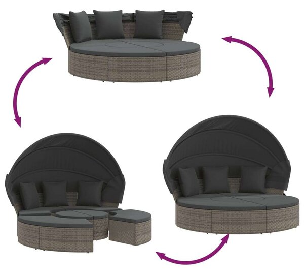 VidaXL Kerek Napozóágy - Polyrattan - 178cm
