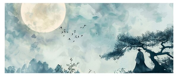 Kép - Telihold festmény (120x50 cm)