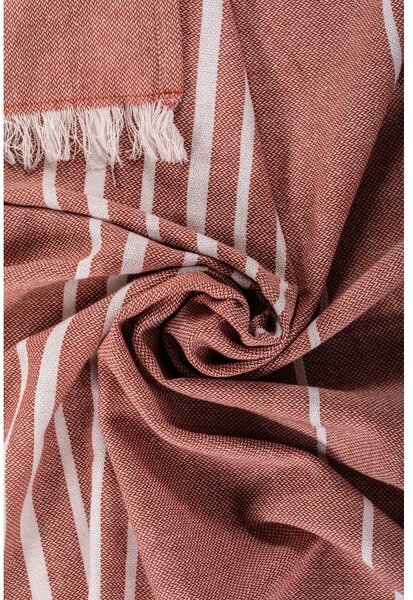 Terrakotta színű pamut takaró 150x200 cm Solene – Tiseco Home Studio