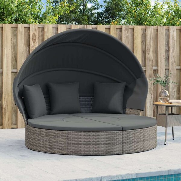 VidaXL Kerek Napozóágy - Polyrattan - 178cm