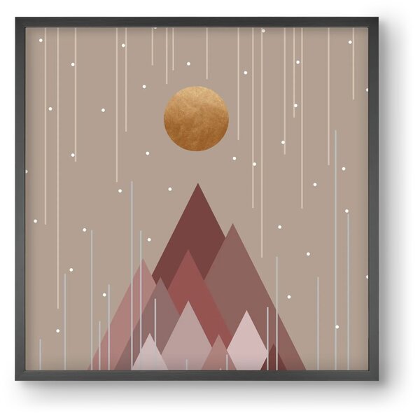 Sun & Mountains Coral Pink - falikép keretben | artbridge