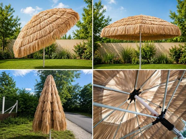 Bora bora 225 cm üvegszálas prémium UV állóbb napernyő szalma design Monivel