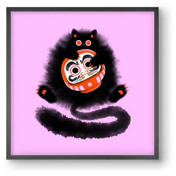Daruma cat - falikép keretben | artbridge