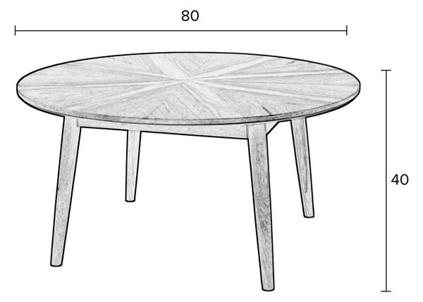 Fekete kerek dohányzóasztal tölgyfa dekorral ø 80 cm Fabio – White Label