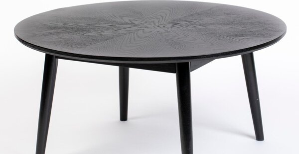 Fekete kerek dohányzóasztal tölgyfa dekorral ø 80 cm Fabio – White Label