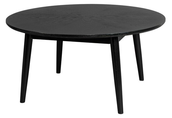 Fekete kerek dohányzóasztal tölgyfa dekorral ø 80 cm Fabio – White Label