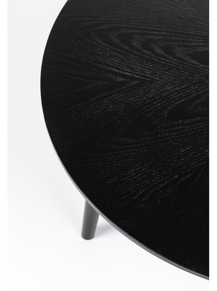 Fekete kerek dohányzóasztal tölgyfa dekorral ø 80 cm Fabio – White Label