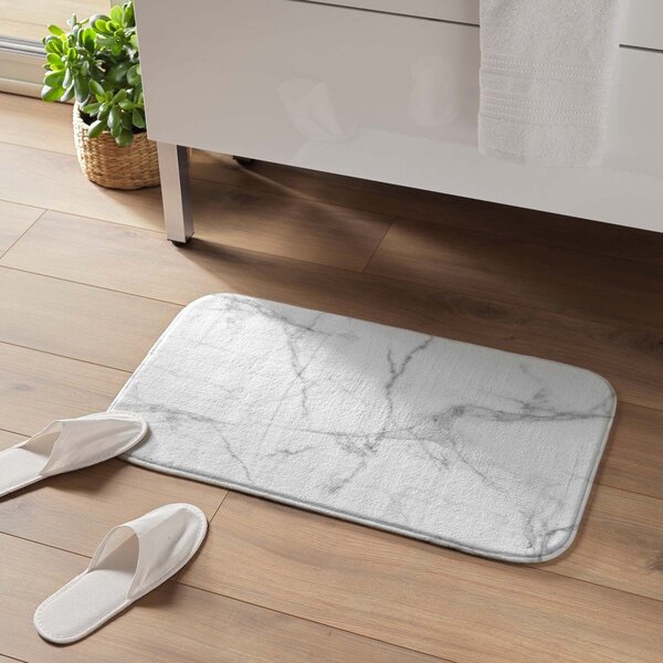Fehér-szürke textil fürdőszobai kilépő 45x75 cm Marbre – douceur d'intérieur