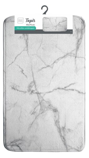Fehér-szürke textil fürdőszobai kilépő 45x75 cm Marbre – douceur d'intérieur
