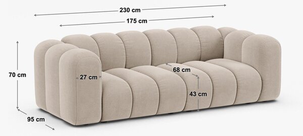 Sárga kanapé 228 cm Lupine – Micadoni Home