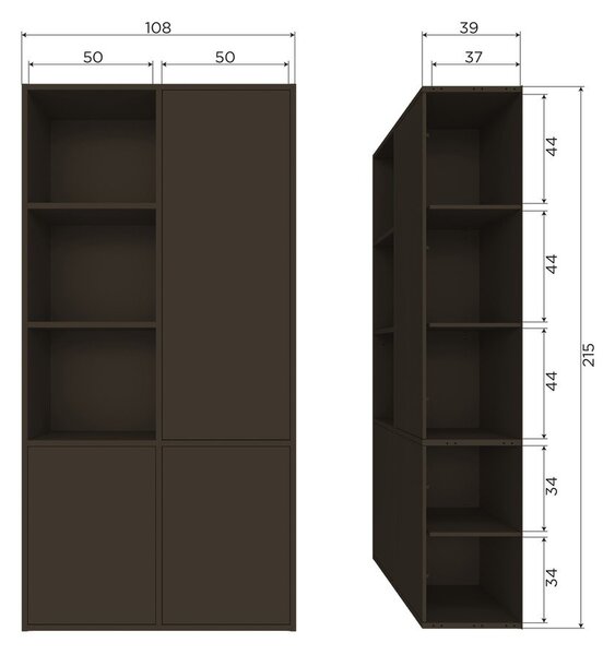 Sötétbarna borovi fenyő moduláris szekrény 108x215 cm Meggy – WOOOD