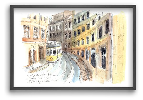 LISBON AQUARELLE NO.21 - falikép keretben | artbridge