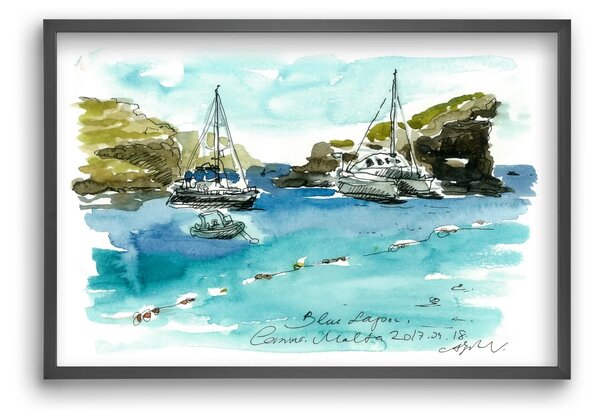 MALTA AQUARELLE NO.2 - falikép keretben | artbridge