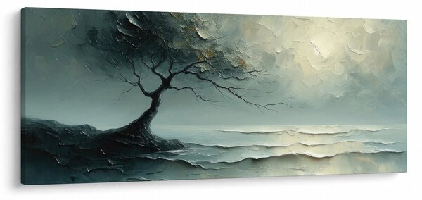 Kép - Olajfestmény egy fa az óceánnal (120x50 cm)