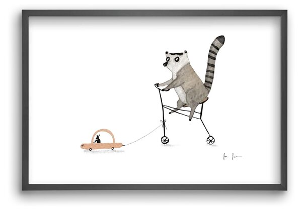 Bicikliző lemur - falikép keretben | artbridge
