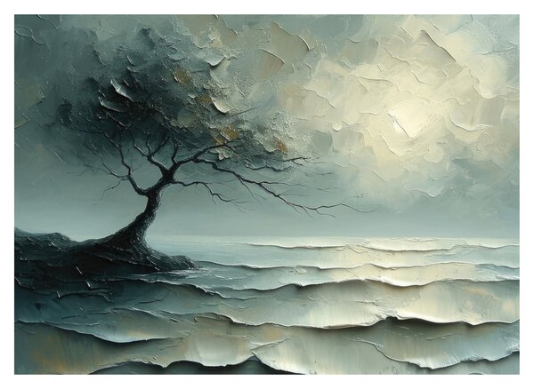Kép - Olajfestmény egy fa az óceánnal (70x50 cm)