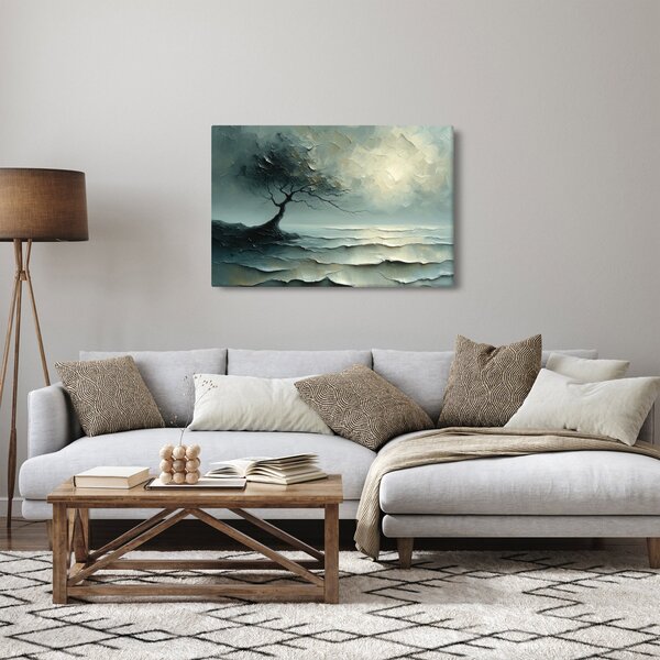 Kép - Olajfestmény egy fa az óceánnal (90x60 cm)