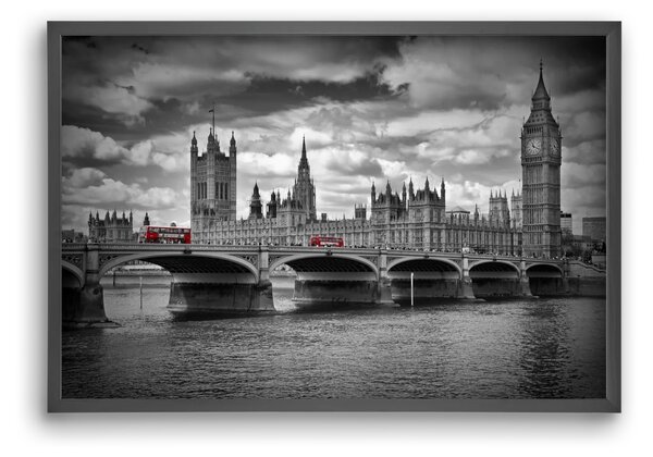 LONDON Westminster Bridge and red buses - falikép keretben | artbridge
